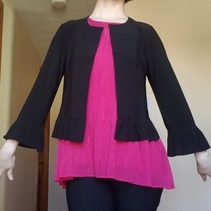 Cropped blazer with ruffled hemline and cuffs NWT